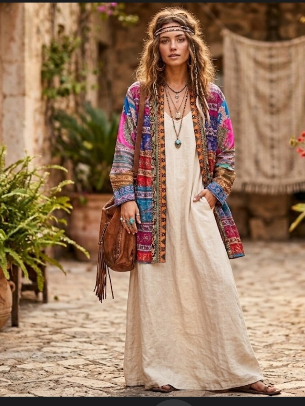 New Sacred Threads Bright Kimono OS Open Front Scarf Pattern
